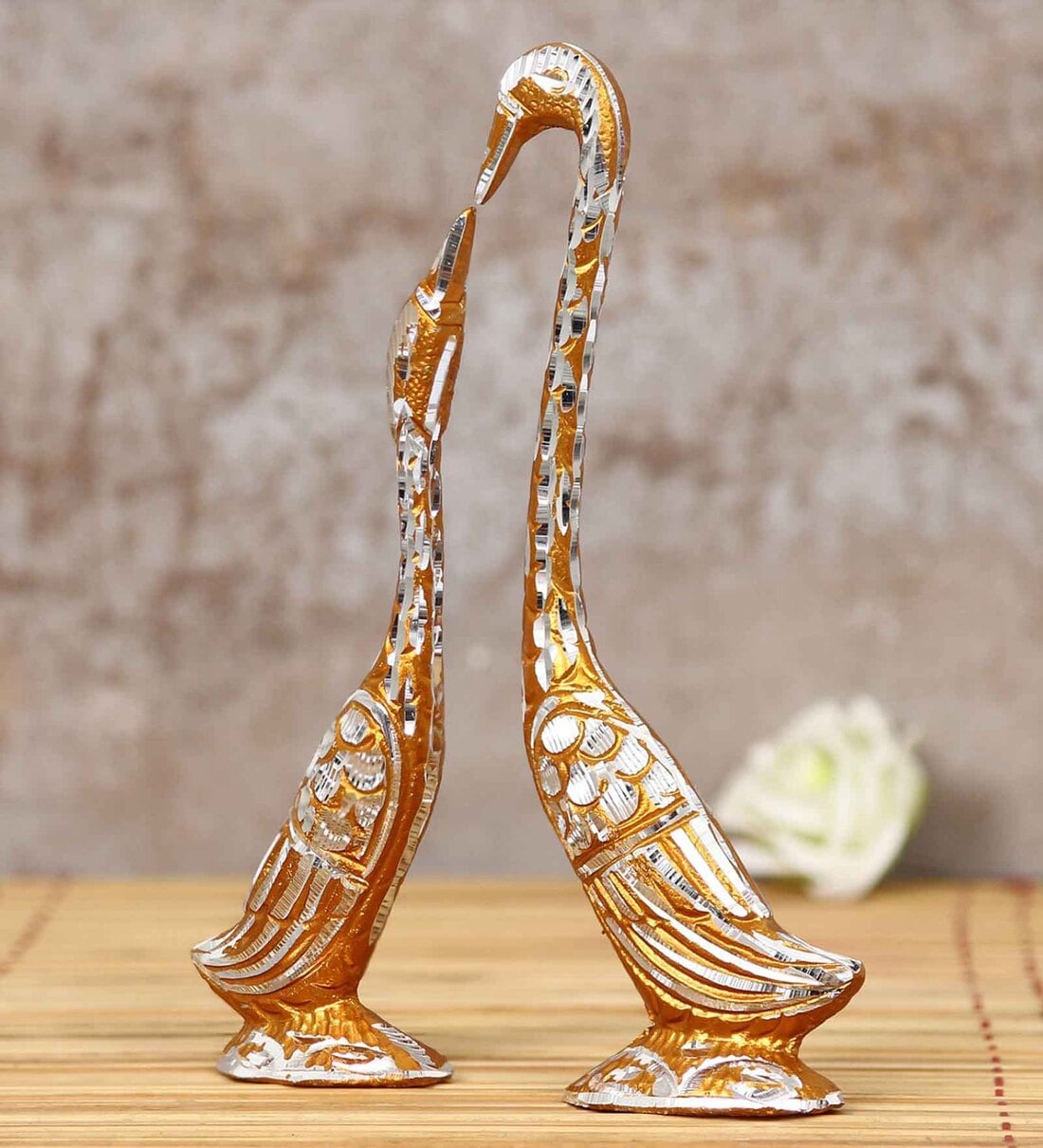 Swan Gold Aluminium Animal Figurine,Share By eCraftIndia