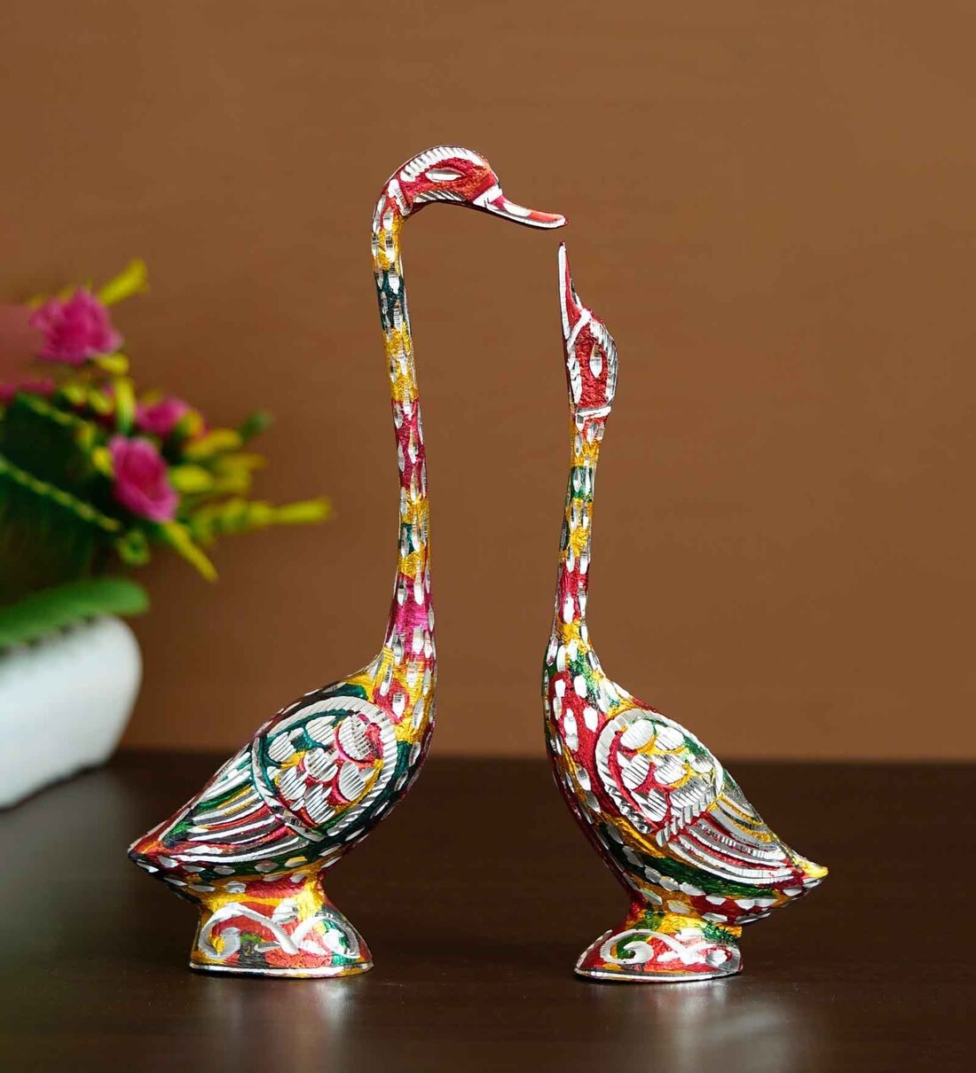 Swan Multicolour Metal Animal Figurine,Share By eCraftIndia