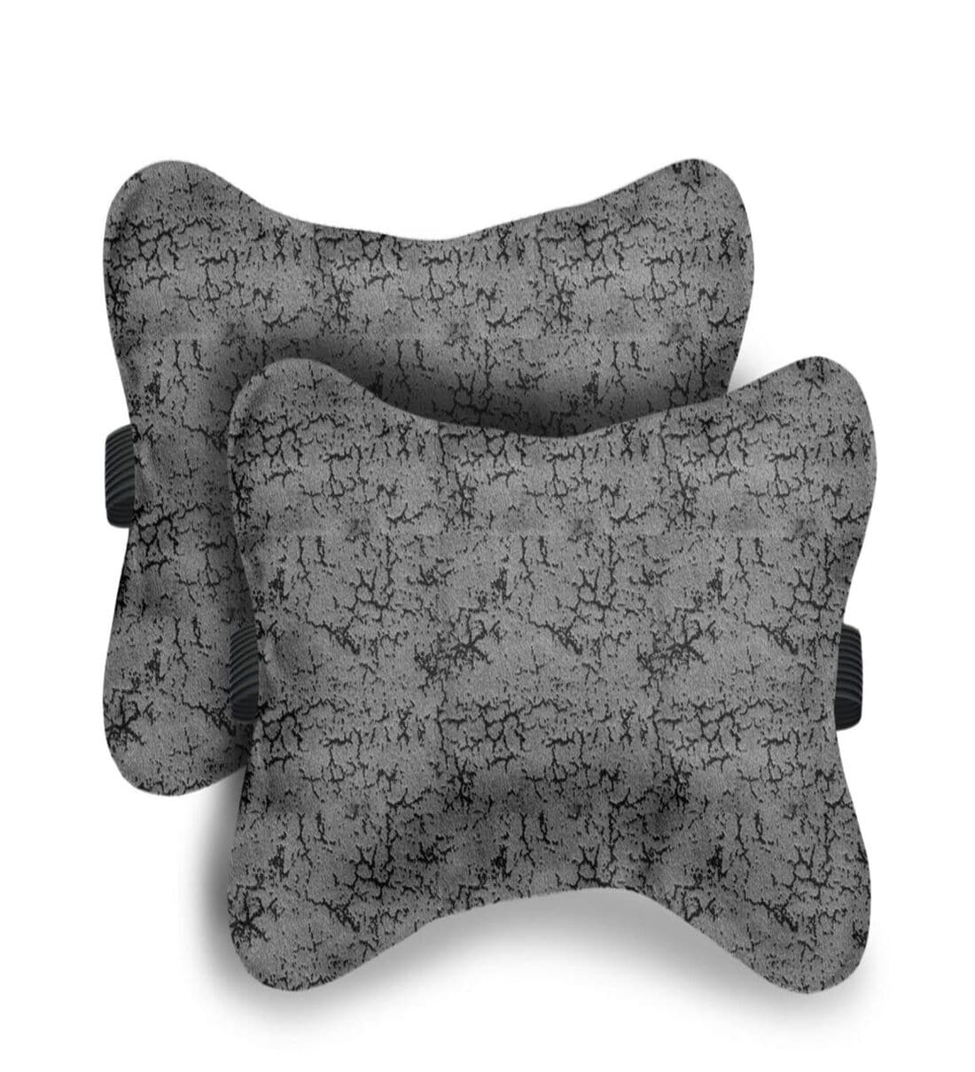 Premium Designer Grey & Black Memory Foam (Set of 2) Cervical Travel Pillow,Share By Lushomes