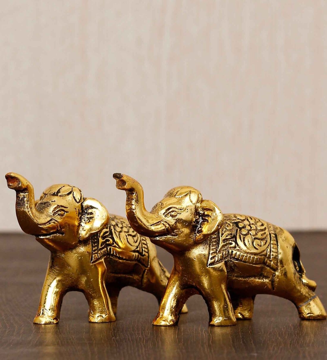 Elephant Gold Metal (Set of 2) Animal Figurines,Share By eCraftIndia