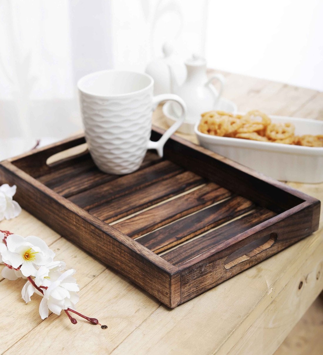 Rectangle Brown Mango Wood Serving Tray,Share By Cdi