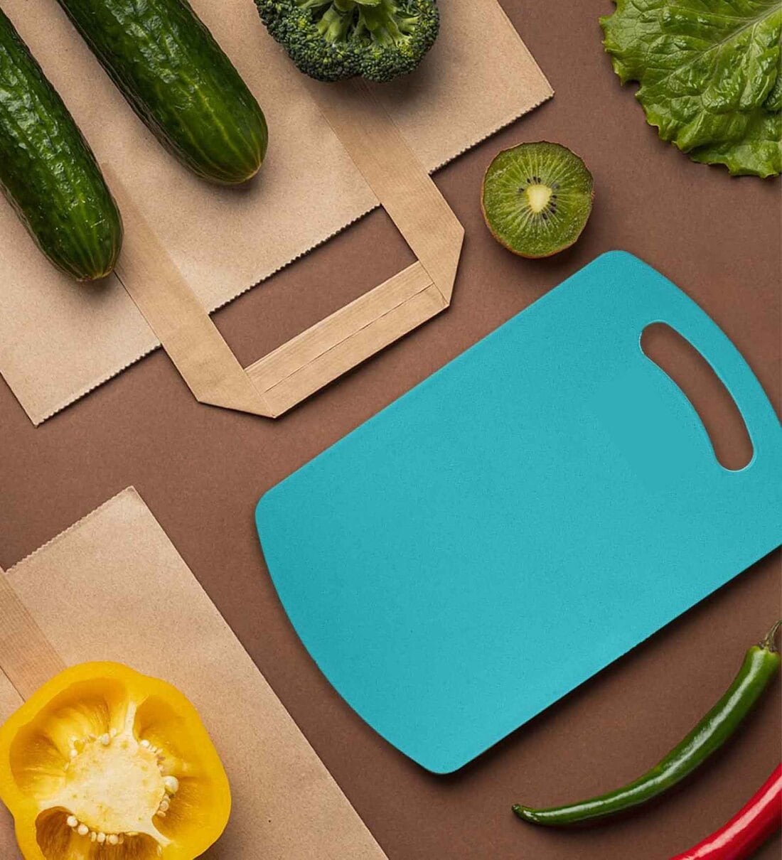 Blue Premium-Grade Plastic 100% Food Safe BPA Chopping Board with Handle,Share By Frenchware