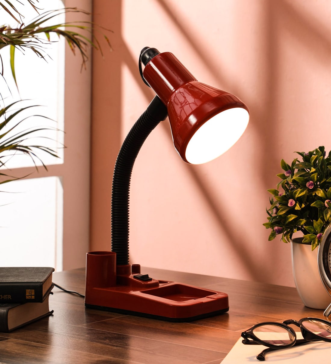 Accent Red Adjustable Study Lamp With Aluminium Base,Share By DecorativeRay