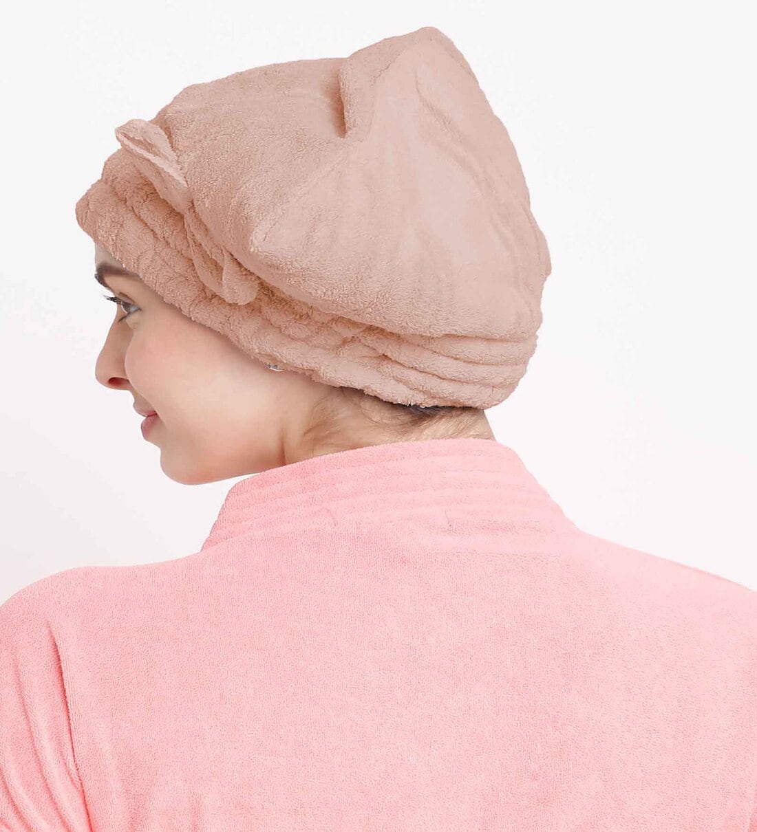 Brown Microfiber Solid 380 GSM Hair Cap Towel (1 Pc),Share By Cortina