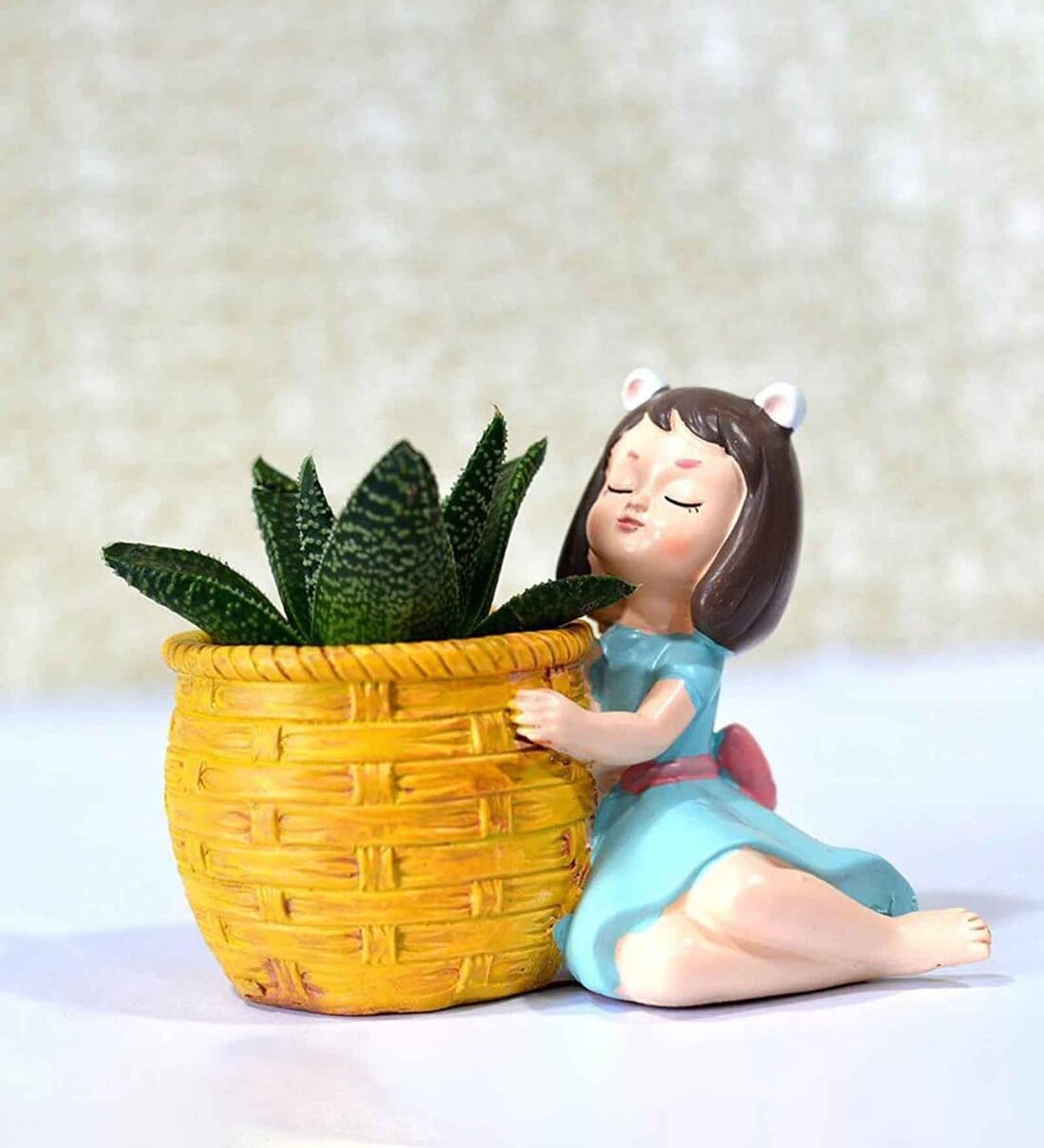 Baby Girl Creative Succulent Multicolour Polyresin Desk Pot,Share By Wens