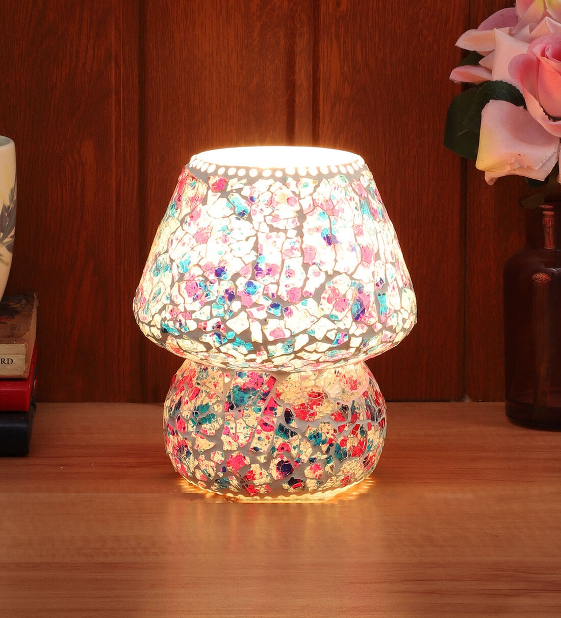 Tokyo Multicolour Glass Shade Table Lamp With Glass Base,Share By Foziq