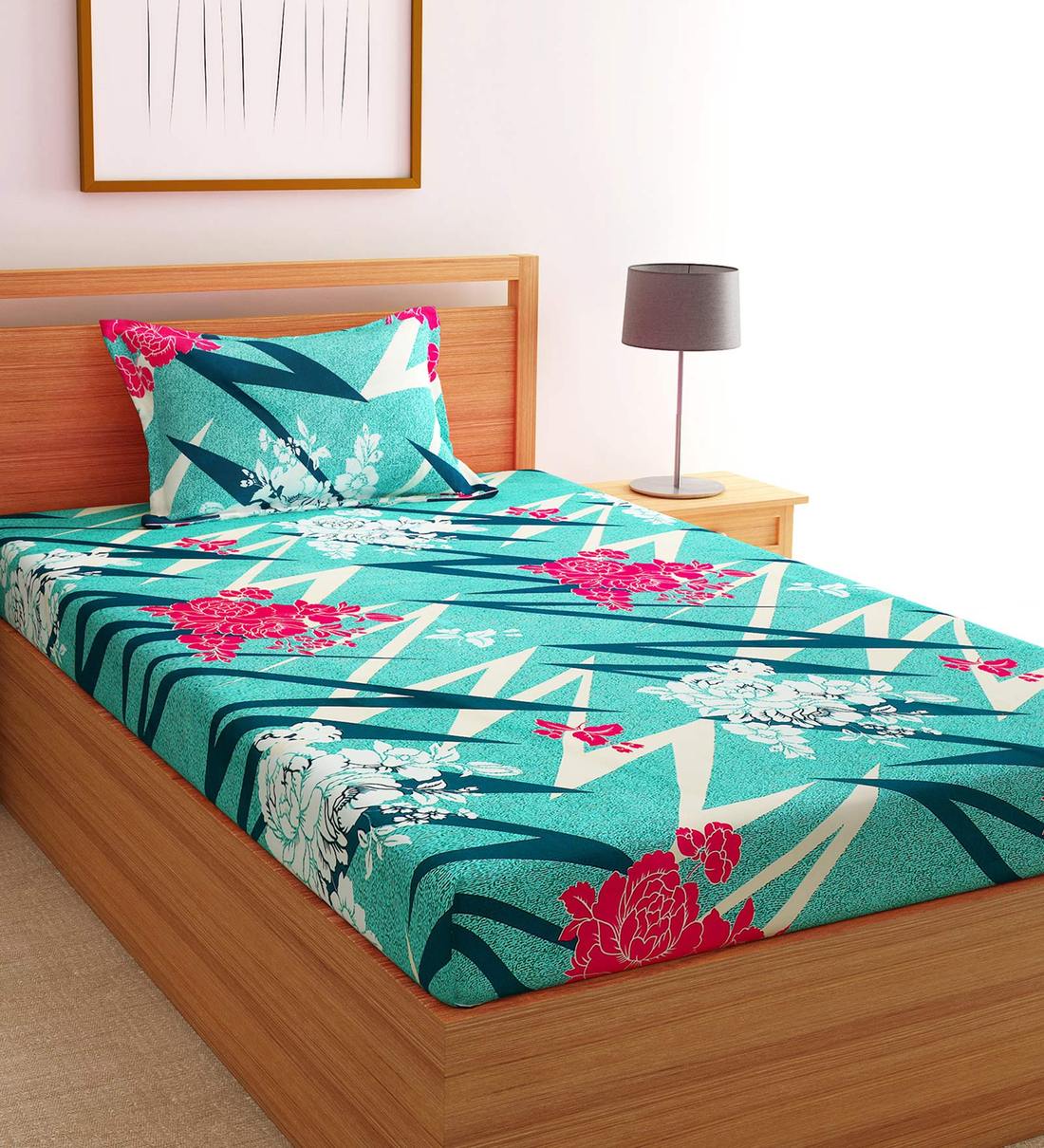 Single Bed Sized Bed Sheets With 1 Pillow Cover,Share By FLORIDA