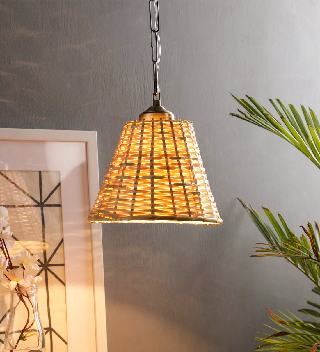 Brown Bamboo Triangle Hanging Light,Share By BrightDaisy