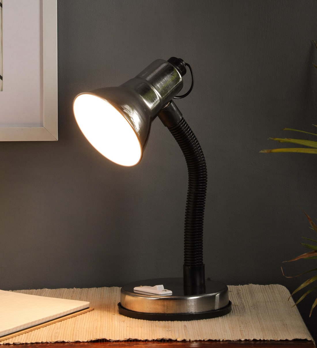 Mylo Silver Study Lamp With Metal Base,Share By BrightDaisy