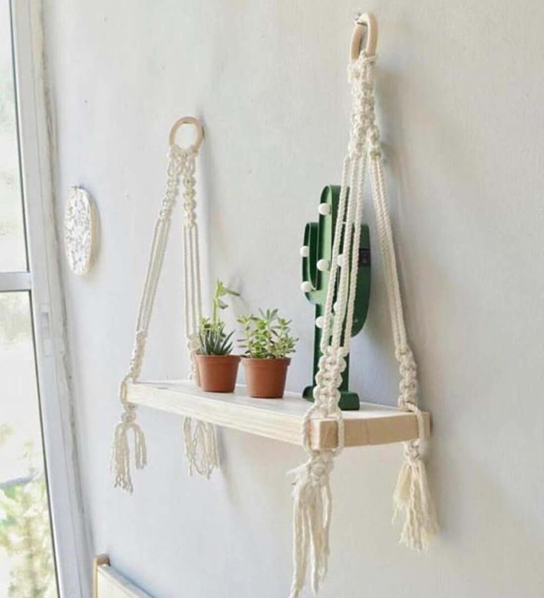 Handmade Macrame Wall Hanging With Pine Wood Shelf,Share By Kaahira