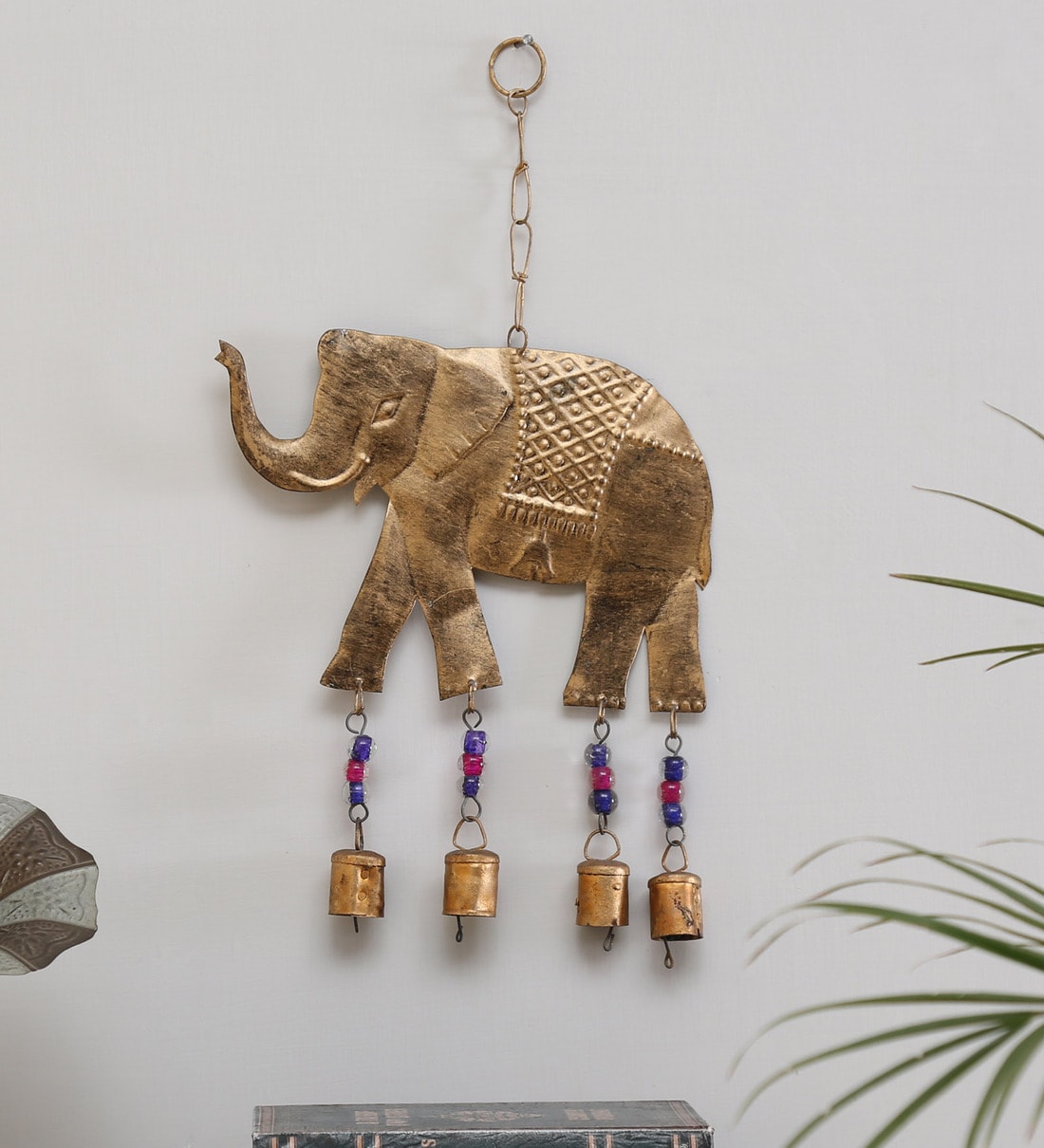 Gold Metal Elephant Hanging BellShare By Craft Tree