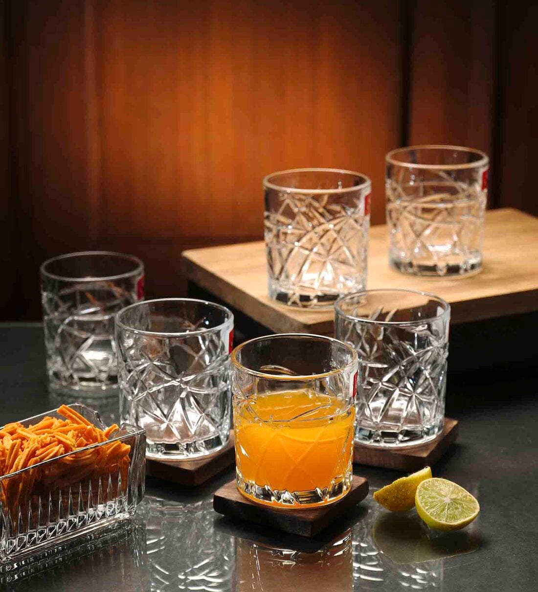 Liner Cut 220Ml Transparent Glass (Set Of 6 ) Every Day GlassesShare By Ceradeco