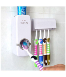 BathSense ABS Toothpaste Dispenser With Wall Mounted ToothBrush Holder/Toothbrush Stand