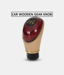 Type R Leatherite Wooden Finished Gear Knob - Beige-Easy Installation for Car / Tractor / Bus