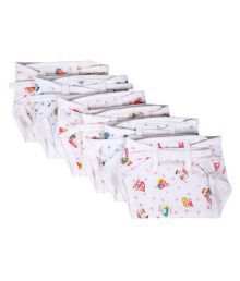 Baby Joy White Printed Cloth Diapers - 6 Pieces