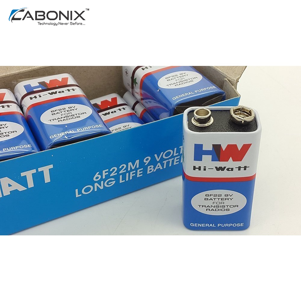 CABONIX  Hi Watt 9VOLT 6F22 29312 HW Long-Life Zinc Carbon Battery(Multicolour, 1 PCS)