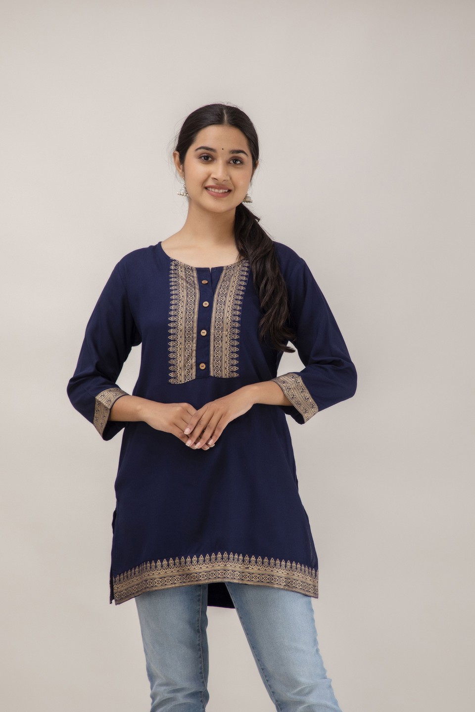 Women Printed Kurta (Light Blue)