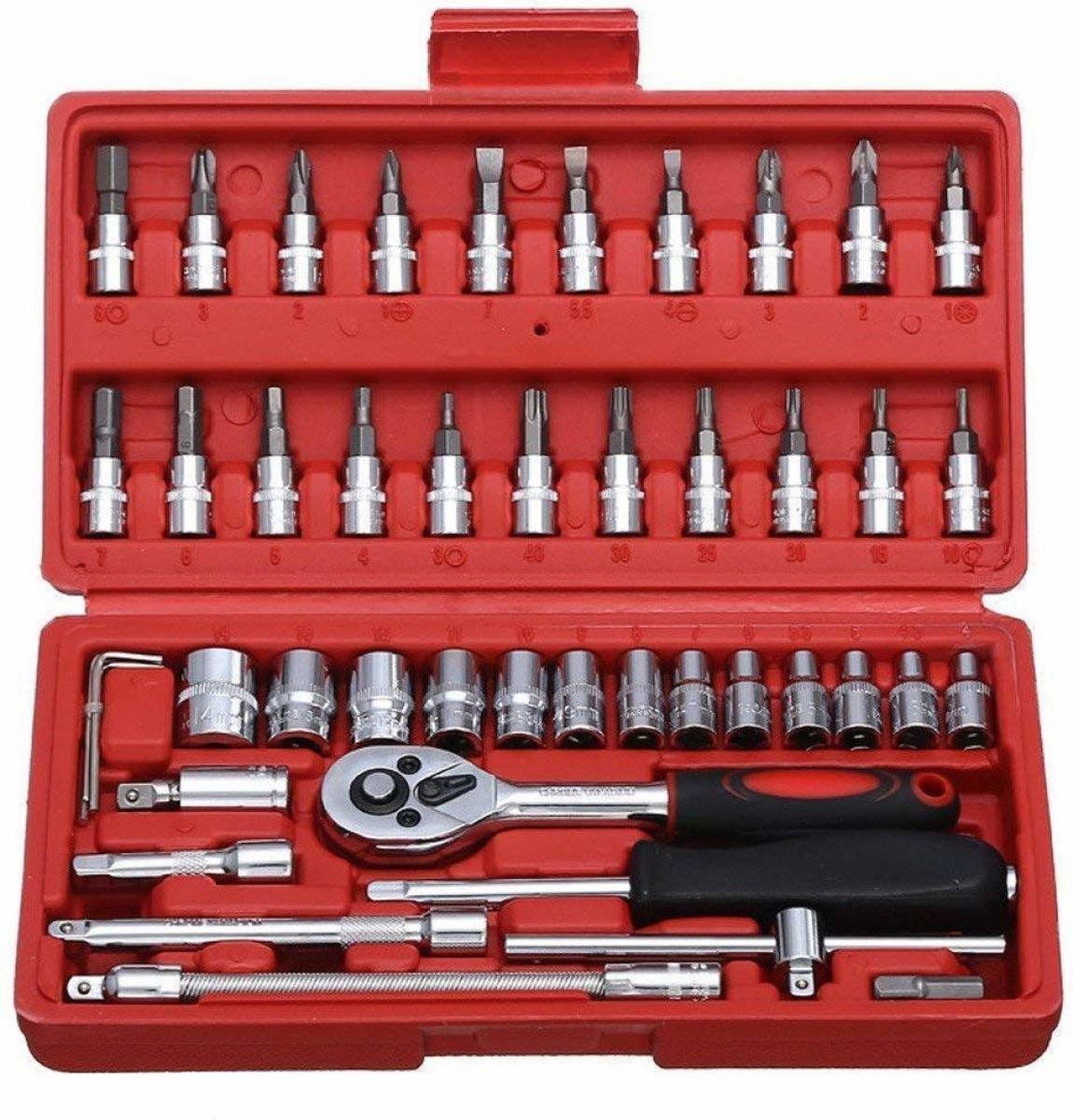 ENRICS 46 in 1 Pcs Tool Kit & Screwdriver and Socket Set Multi Purpose Combination Tool Case Precision Socket Set Ratchet Screwdriver Set (Pack of 1)