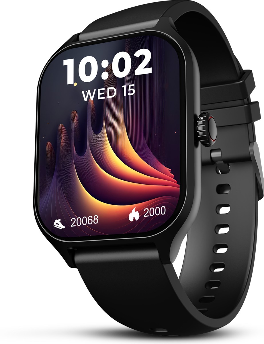 beatXP Marv Raze 1.96" Display Bluetooth Calling, Smart AI Voice Assistant Smartwatch (Electric Black Strap, Free Size)