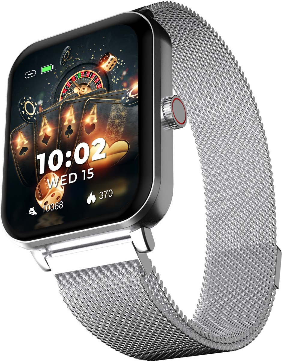 beatXP Marv Ace 1.85'' HD BT Calling, Metal Magnetic Strap with IP67 Smartwatch (Satin Silver Strap, Free Size)