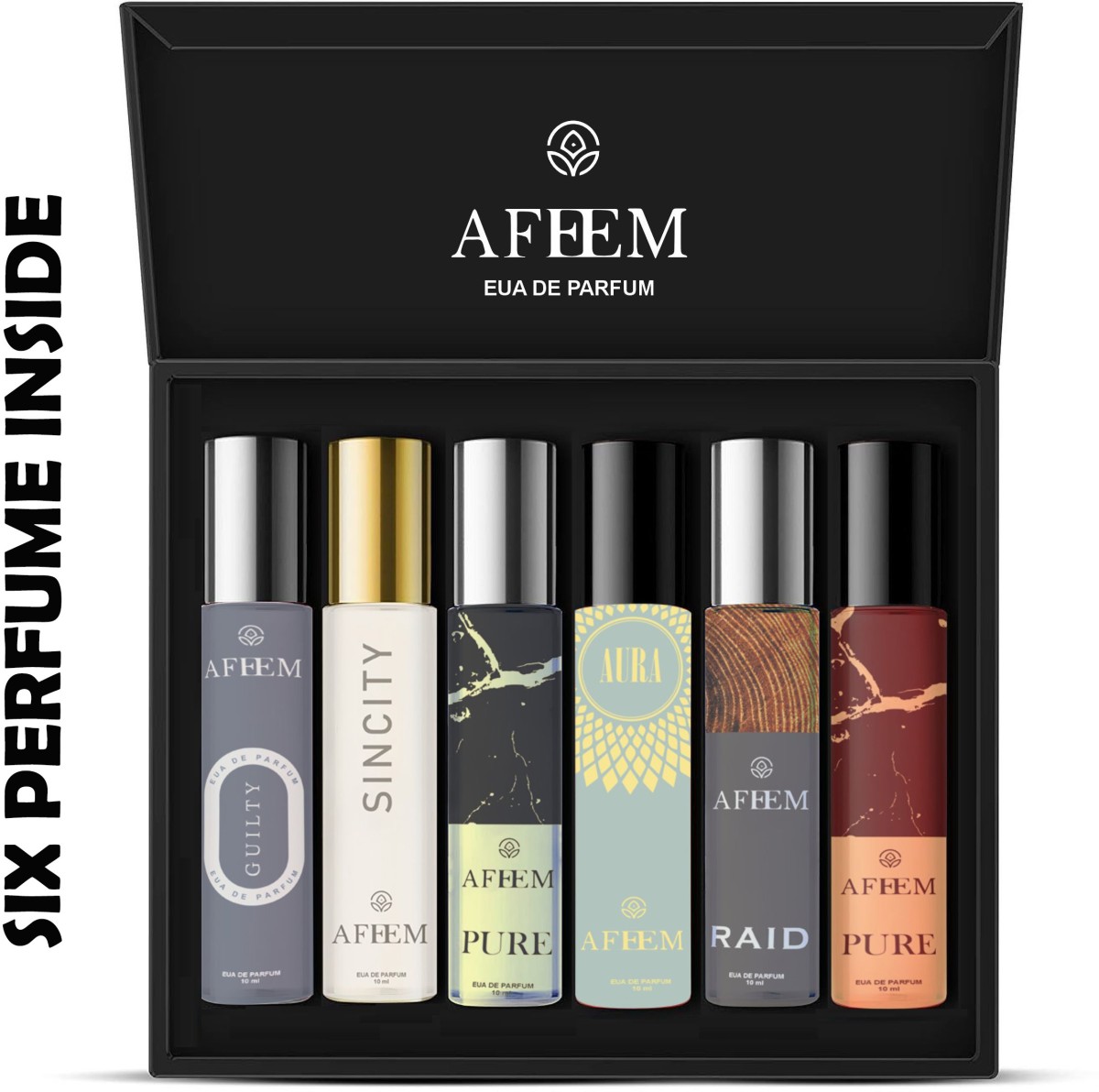 Afeem Luxury Perfume For Trial Pack of 6 x 10ml Pocket Perfumes for Men Long Lasting Eau de Parfum  -  60 ml (For Men)