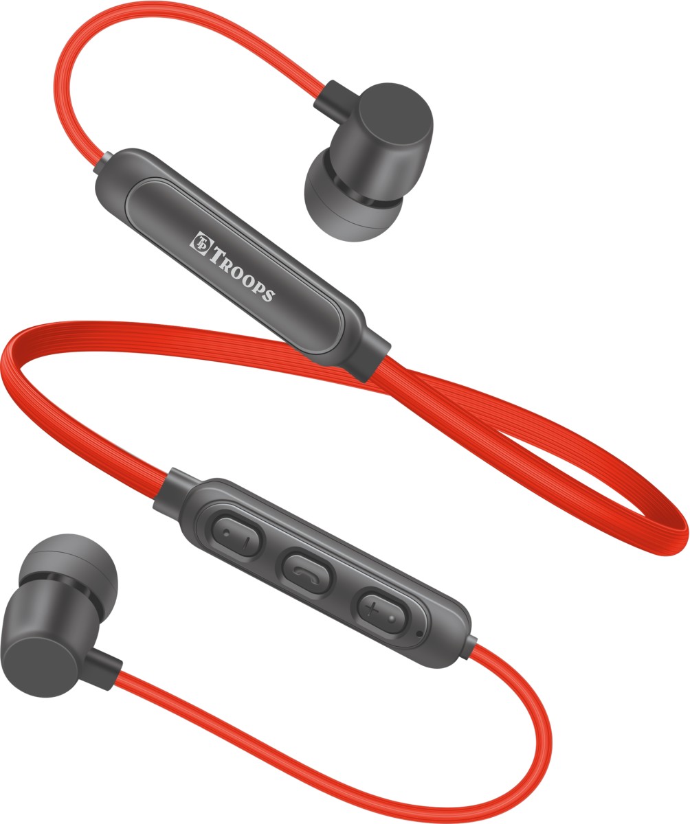 Flexible Wireless Bluetooth Bullet Neckband Headset Super Bass Flexibl Bluetooth Bluetooth & Wired Headset (Red, True Wireless)