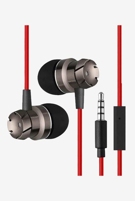 Ptron Hbe6 Wired Earphones With Mic (Blackred)