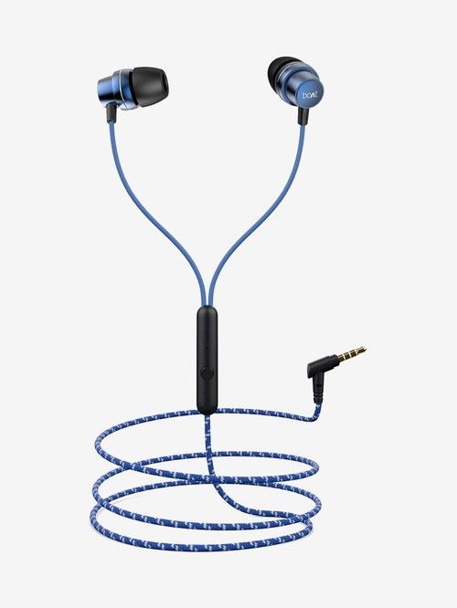 boAt BassHeads 182 T Wired Earphones with Super Extra Bass, Braided Cable & Metallic Finish (Blue)