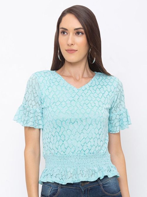 Globus Blue Self Print Top