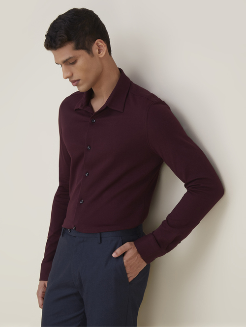 WES Formals by Westside Wine Knitted Ultra-slim Fit Shirt